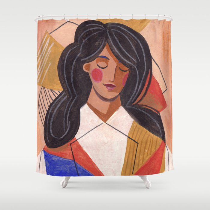 Woman in Thoughts Shower Curtain Gallery Image 1