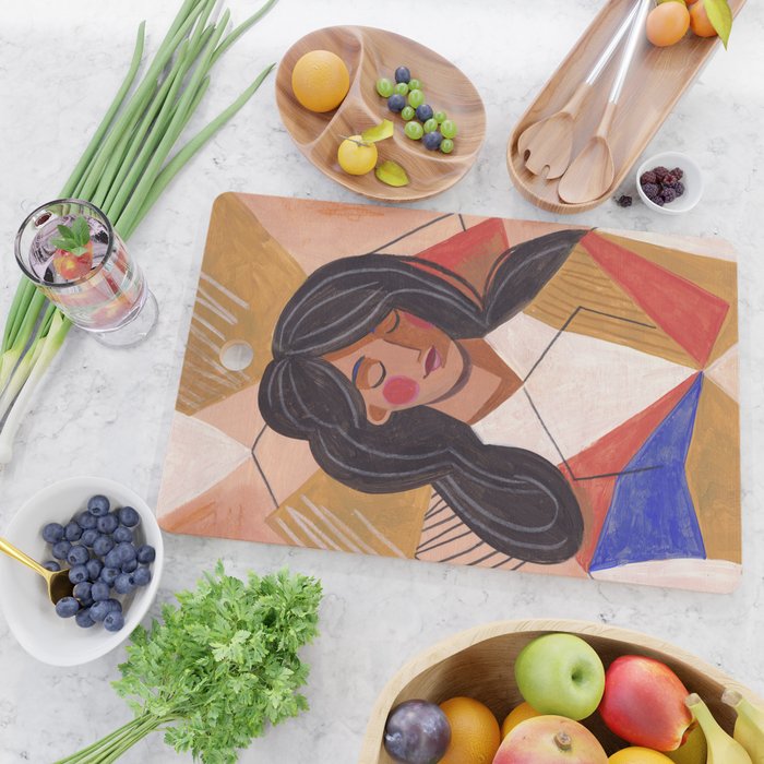 Woman in Thoughts Cutting Board Gallery Image 2