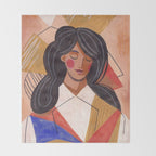 Woman in Thoughts Throw Blanket Gallery Image 2