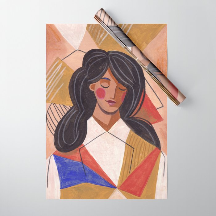 Woman in Thoughts Wrapping Paper Gallery Image 1