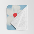 Soft Daisy Flowers - Cute Retro Floral Pattern on Pastel Blue Throw Blanket Gallery Image 3