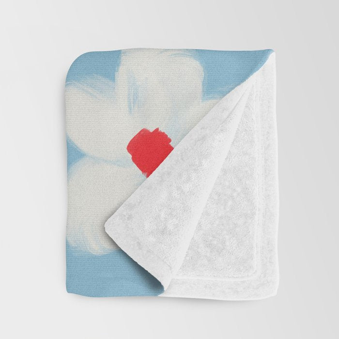 Soft Daisy Flowers - Cute Retro Floral Pattern on Pastel Blue Throw Blanket Gallery Image 3