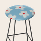 Soft Daisy Flowers - Cute Retro Floral Pattern on Pastel Blue Stool Gallery Image 2