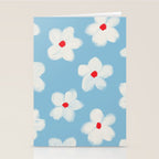 Soft Daisy Flowers - Cute Retro Floral Pattern on Pastel Blue Stationery Card Gallery Image 2