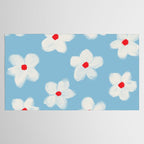 Soft Daisy Flowers - Cute Retro Floral Pattern on Pastel Blue Tablecloth Gallery Image 2