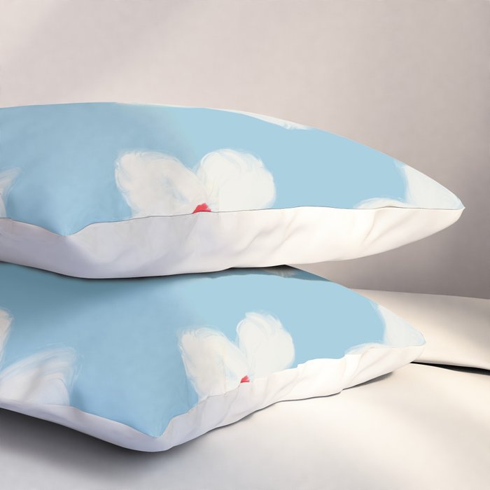 Soft Daisy Flowers - Cute Retro Floral Pattern on Pastel Blue Pillow Sham Gallery Image 3