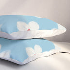 Soft Daisy Flowers - Cute Retro Floral Pattern on Pastel Blue Pillow Sham Gallery Image 3