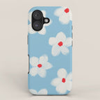 Soft Daisy Flowers - Cute Retro Floral Pattern on Pastel Blue iPhone Case Gallery Image 1