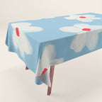 Soft Daisy Flowers - Cute Retro Floral Pattern on Pastel Blue Tablecloth Gallery Image 1