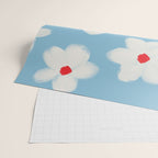 Soft Daisy Flowers - Cute Retro Floral Pattern on Pastel Blue Wrapping Paper Gallery Image 2