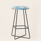 Soft Daisy Flowers - Cute Retro Floral Pattern on Pastel Blue Stool Gallery Image 1
