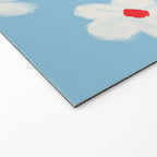 Soft Daisy Flowers - Cute Retro Floral Pattern on Pastel Blue Welcome Mat Gallery Image 2