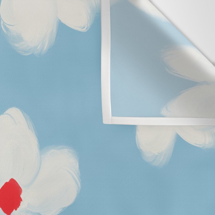 Soft Daisy Flowers - Cute Retro Floral Pattern on Pastel Blue Wall Tapestry Gallery Image 3