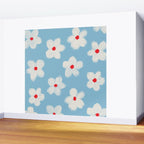 Soft Daisy Flowers - Cute Retro Floral Pattern on Pastel Blue Wall Mural Gallery Image 2