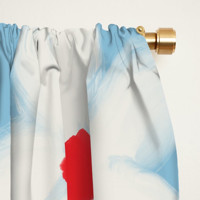 Soft Daisy Flowers - Cute Retro Floral Pattern on Pastel Blue Window Curtain Gallery Image 2