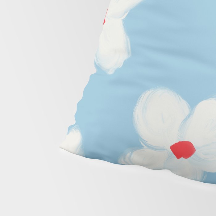 Soft Daisy Flowers - Cute Retro Floral Pattern on Pastel Blue Pillow Sham Gallery Image 4