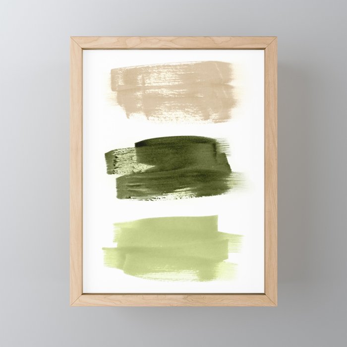 Green Brush Strokes Mini Art Print Gallery Image 1