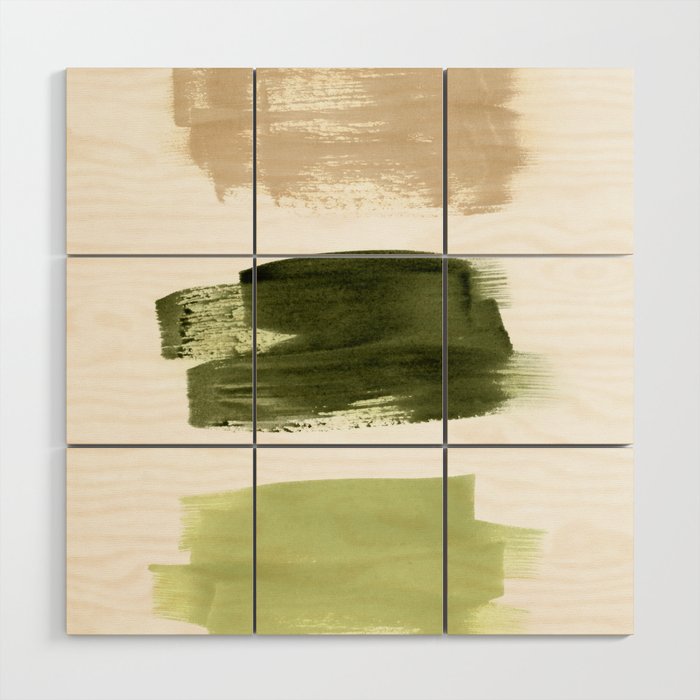Green brush strokes Wood Wall Art Gallery Image 1