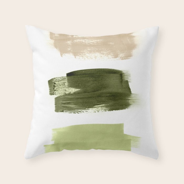 Green brush strokes Throw Pillow Gallery Image 1