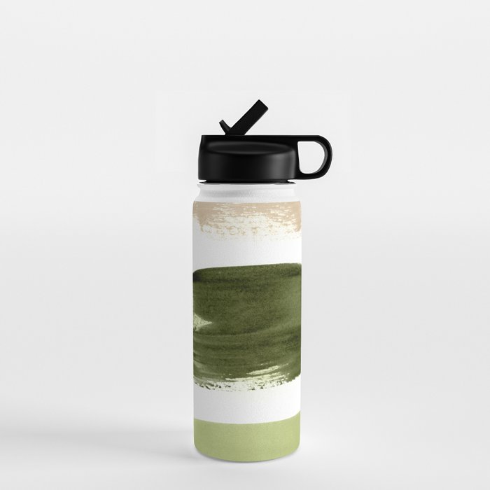 Green brush strokes Water Bottle Gallery Image 1