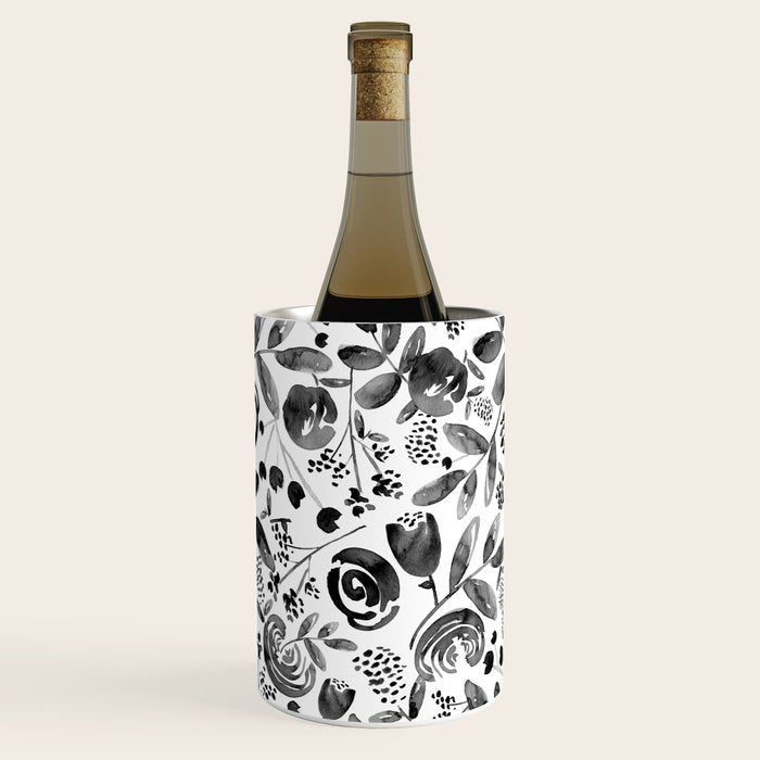 Bountiful Bouquet Black Watercolor Wine Chiller Gallery Image 1