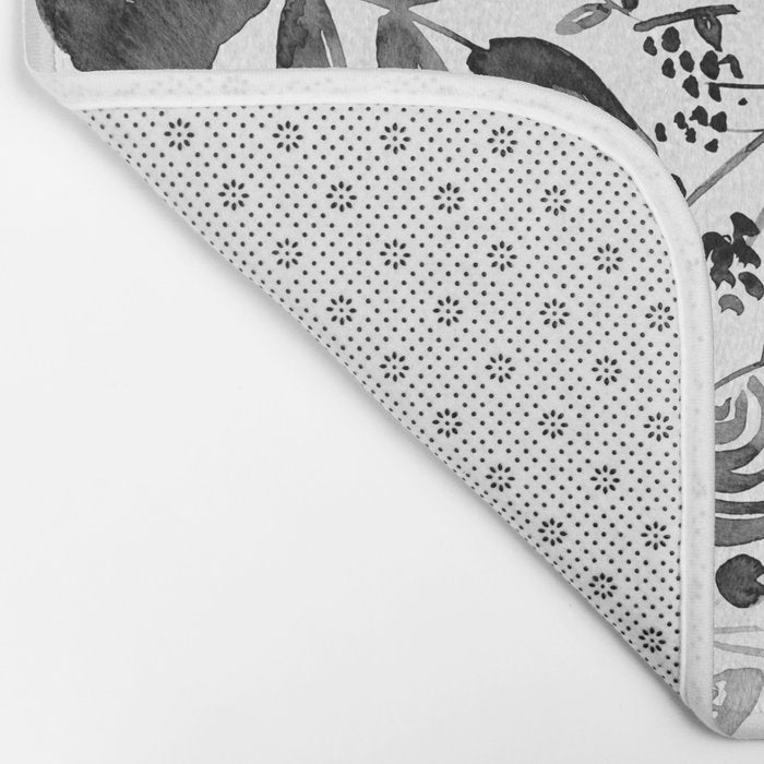 Bountiful Bouquet Black Watercolor Bath Mat Gallery Image 2