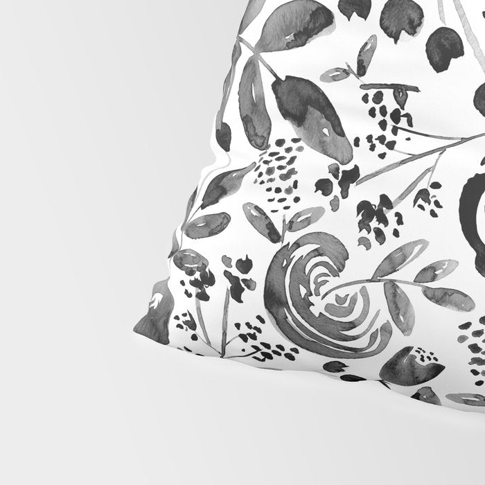 Bountiful Bouquet Black Watercolor Pillow Sham Gallery Image 4