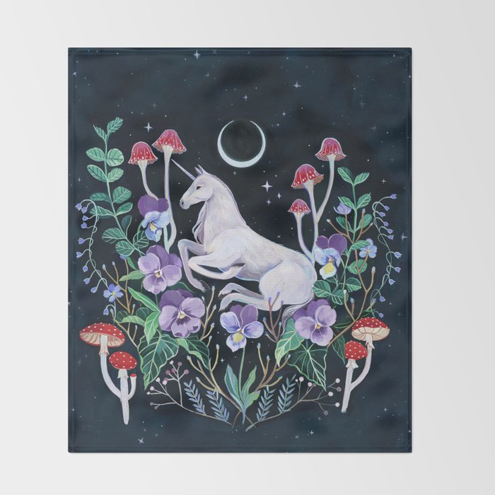 Unicorn Garden Throw Blanket Gallery Image 2