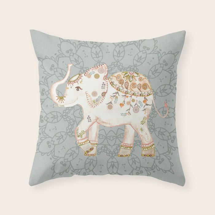 INDIAN ELEPHANT Throw Pillow Gallery Image 6