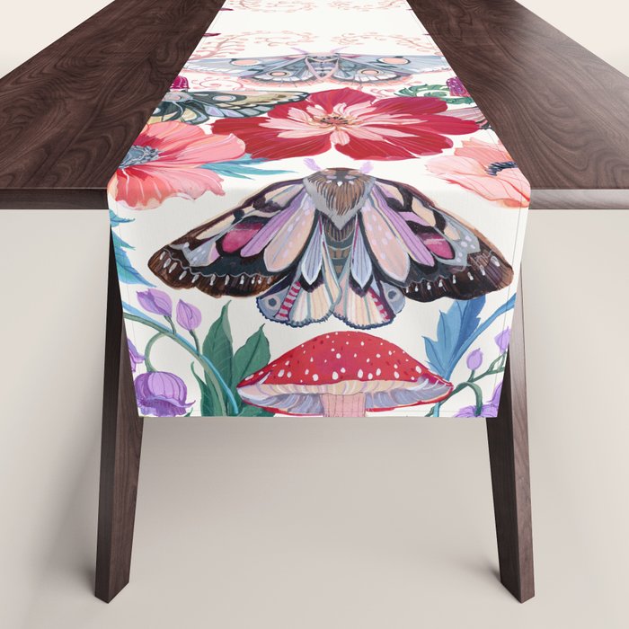 Floral moth painting Table Runner Gallery Image 1