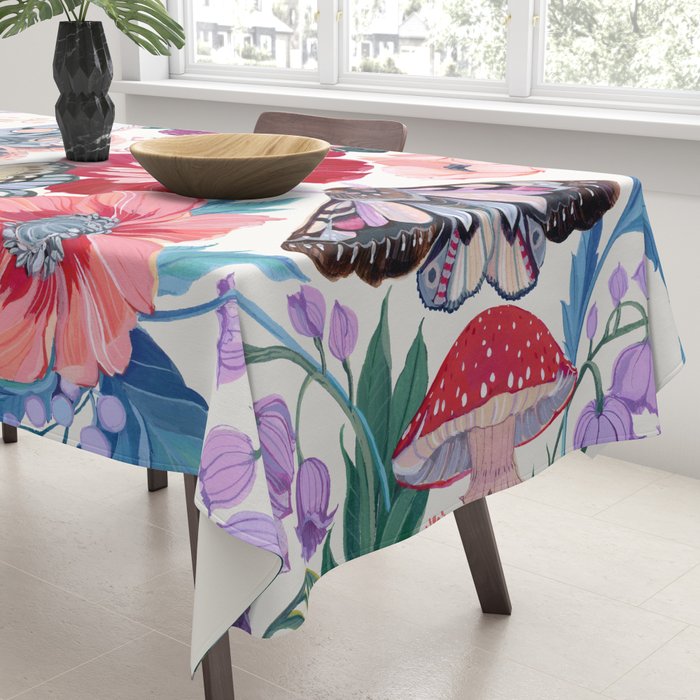 Floral moth painting Tablecloth Gallery Image 3