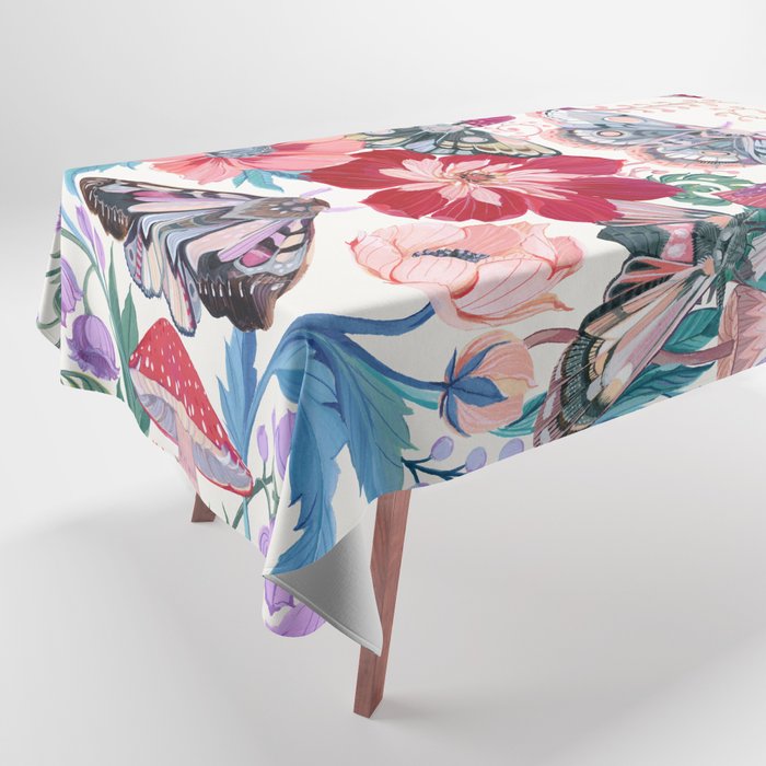 Floral moth painting Tablecloth Gallery Image 1