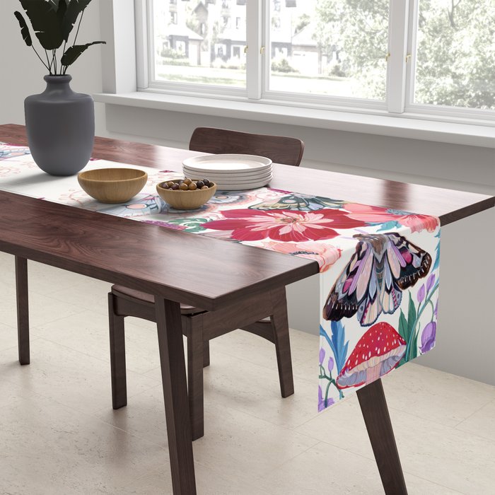 Floral moth painting Table Runner Gallery Image 2