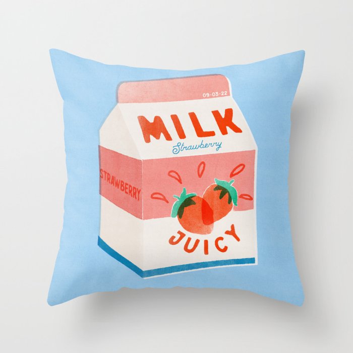 Strawberry Milk Throw Pillow Gallery Image 1