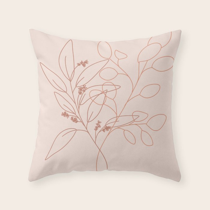 Eucalyptus Line Art Throw Pillow Gallery Image 1