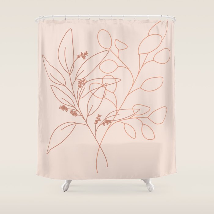 Eucalyptus Line Art Shower Curtain Gallery Image 1