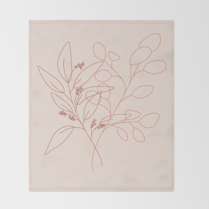 Eucalyptus Line Art Throw Blanket Gallery Image 2
