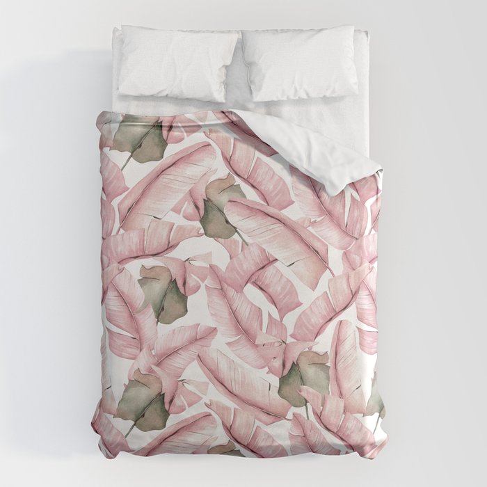 Tropical Banana Leaves, Watercolor Prints Duvet Cover Gallery Image 6