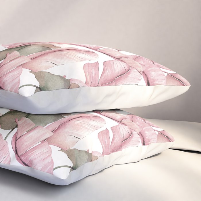 Tropical Banana Leaves, Watercolor Prints Pillow Sham Gallery Image 3