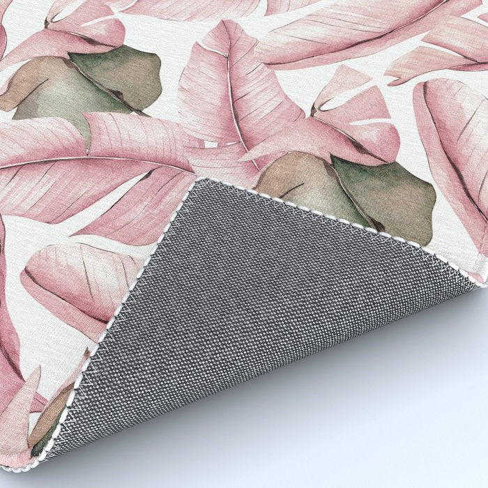 Tropical Banana Leaves, Watercolor Prints Rug Gallery Image 4