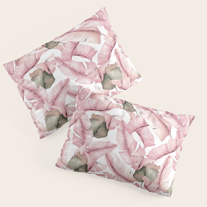 Tropical Banana Leaves, Watercolor Prints Pillow Sham Gallery Image 1