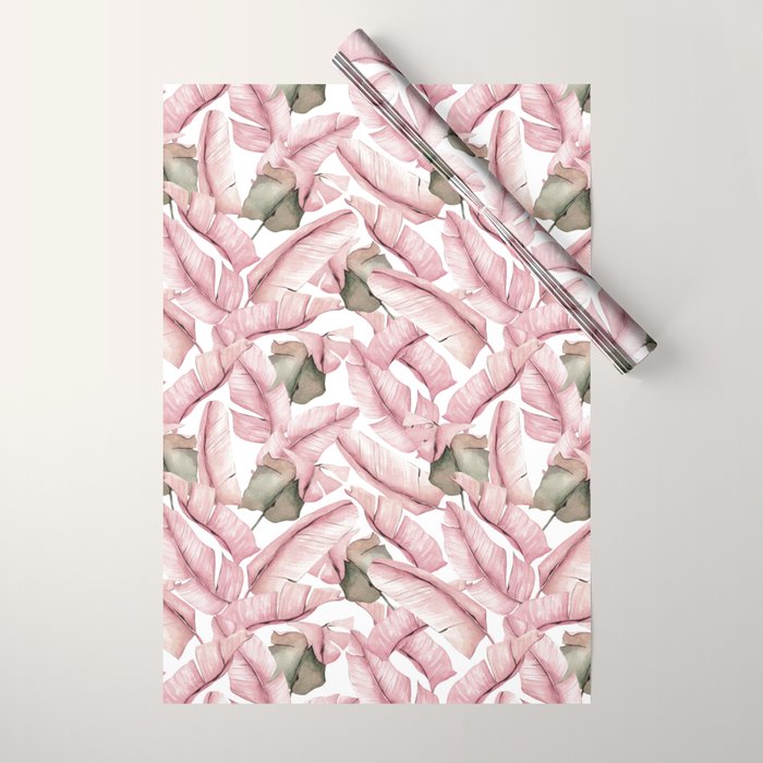 Tropical Banana Leaves, Watercolor Prints Wrapping Paper Gallery Image 1