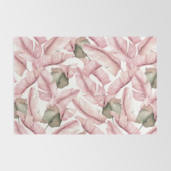 Tropical Banana Leaves, Watercolor Prints Rug Gallery Image 2