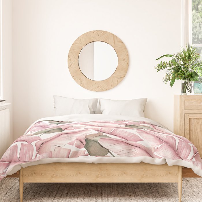 Tropical Banana Leaves, Watercolor Prints Duvet Cover Gallery Image 3