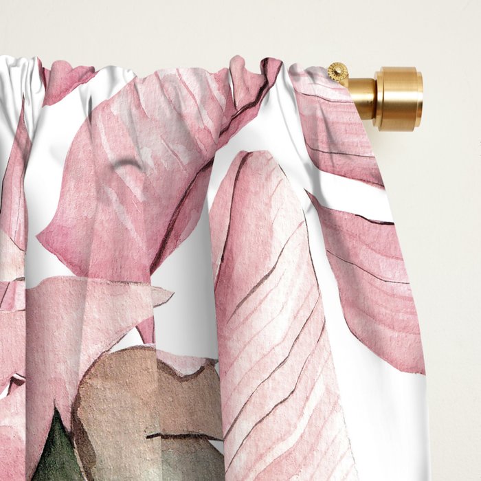 Tropical Banana Leaves, Watercolor Prints Window Curtain Gallery Image 2