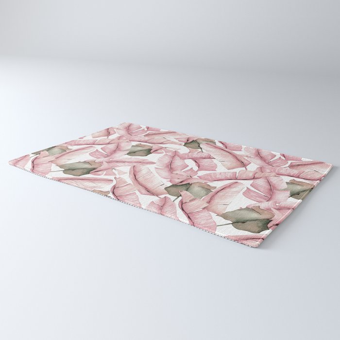 Tropical Banana Leaves, Watercolor Prints Rug Gallery Image 3