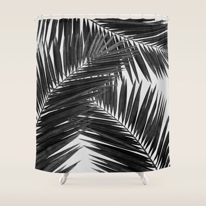 Palm Leaf Black & White III Shower Curtain Gallery Image 1