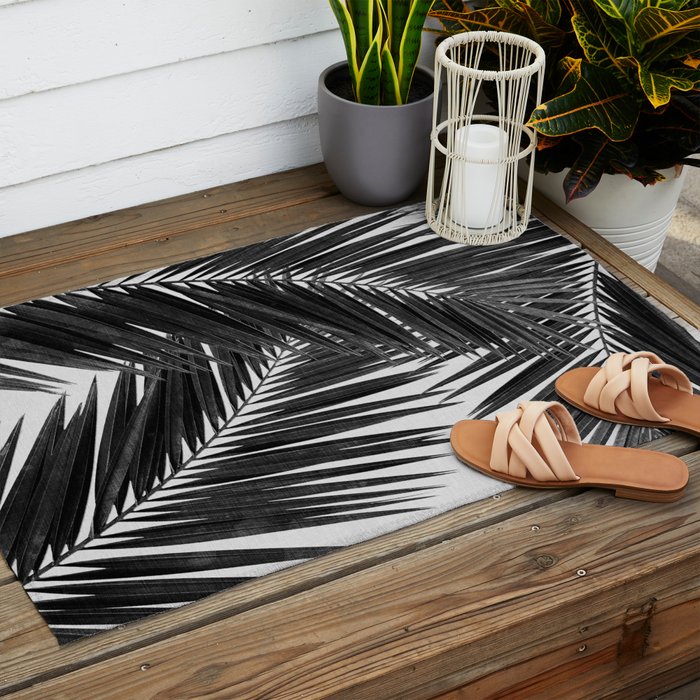 Palm Leaf Black & White III Outdoor Rug Gallery Image 2