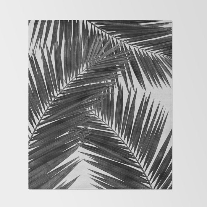 Palm Leaf Black & White III Throw Blanket Gallery Image 2