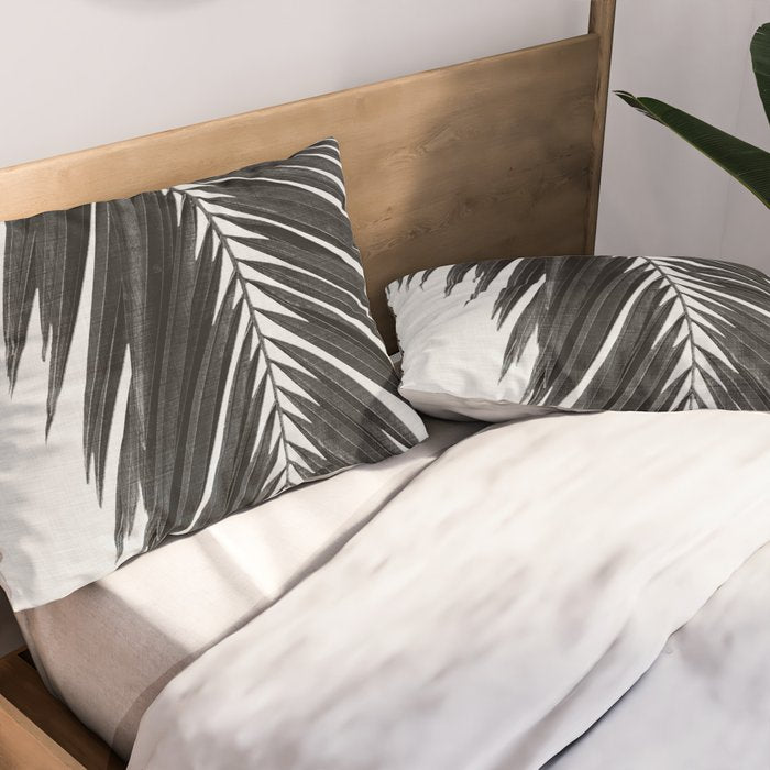 Palm Leaf Black & White I Pillow Sham Gallery Image 2